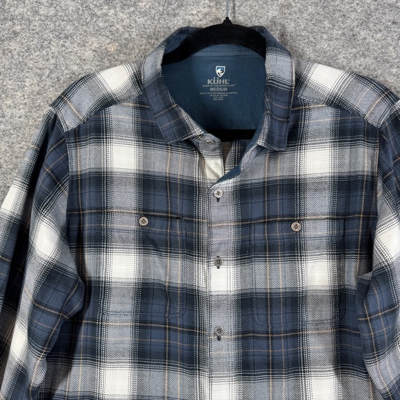 KUHL Plaid Flannel Button Down Shirt Blue Gray Men’s M Outdoor Casual - Picture 3 of 16